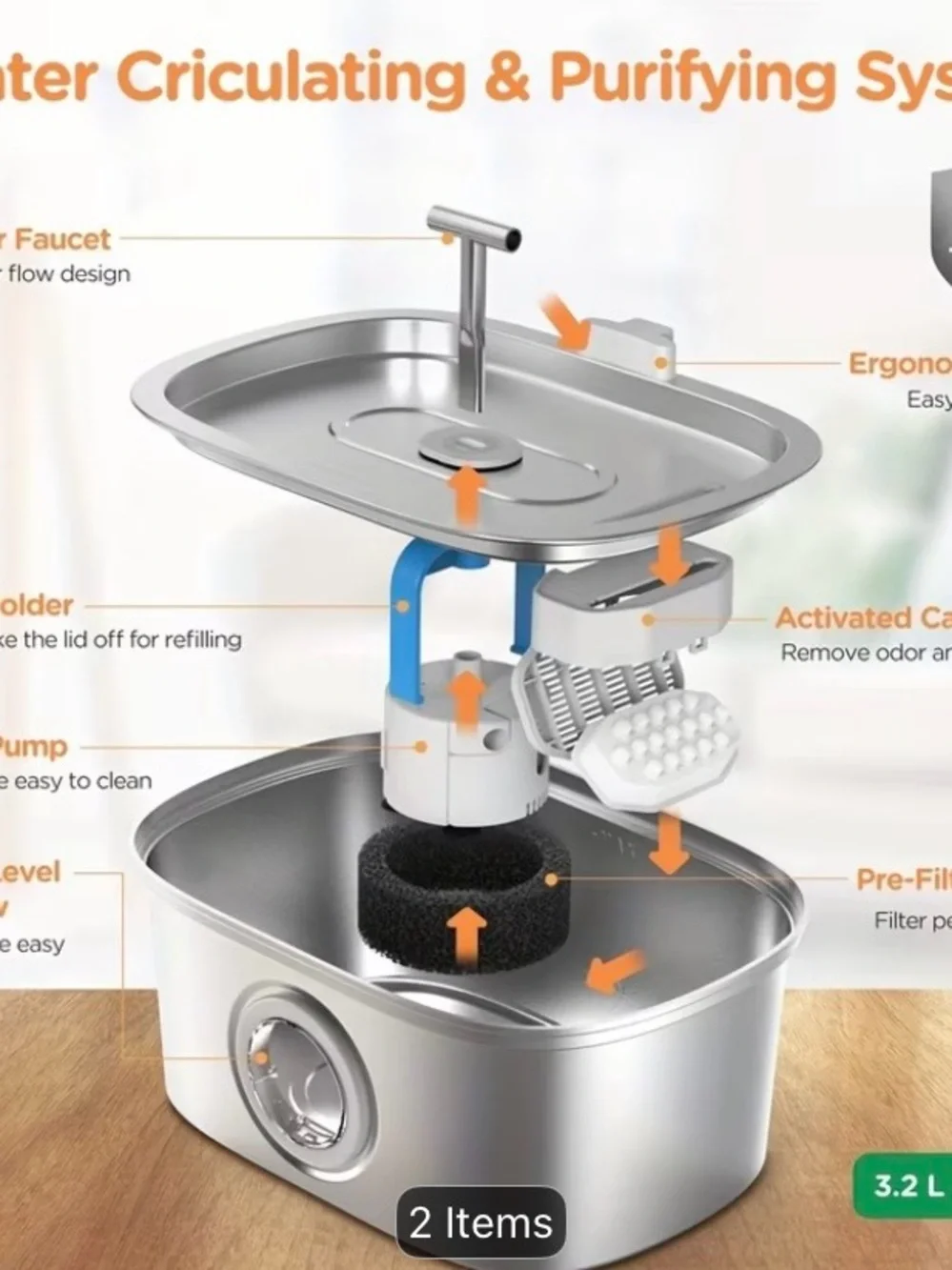 Stainless Steel Pet Water Fountain